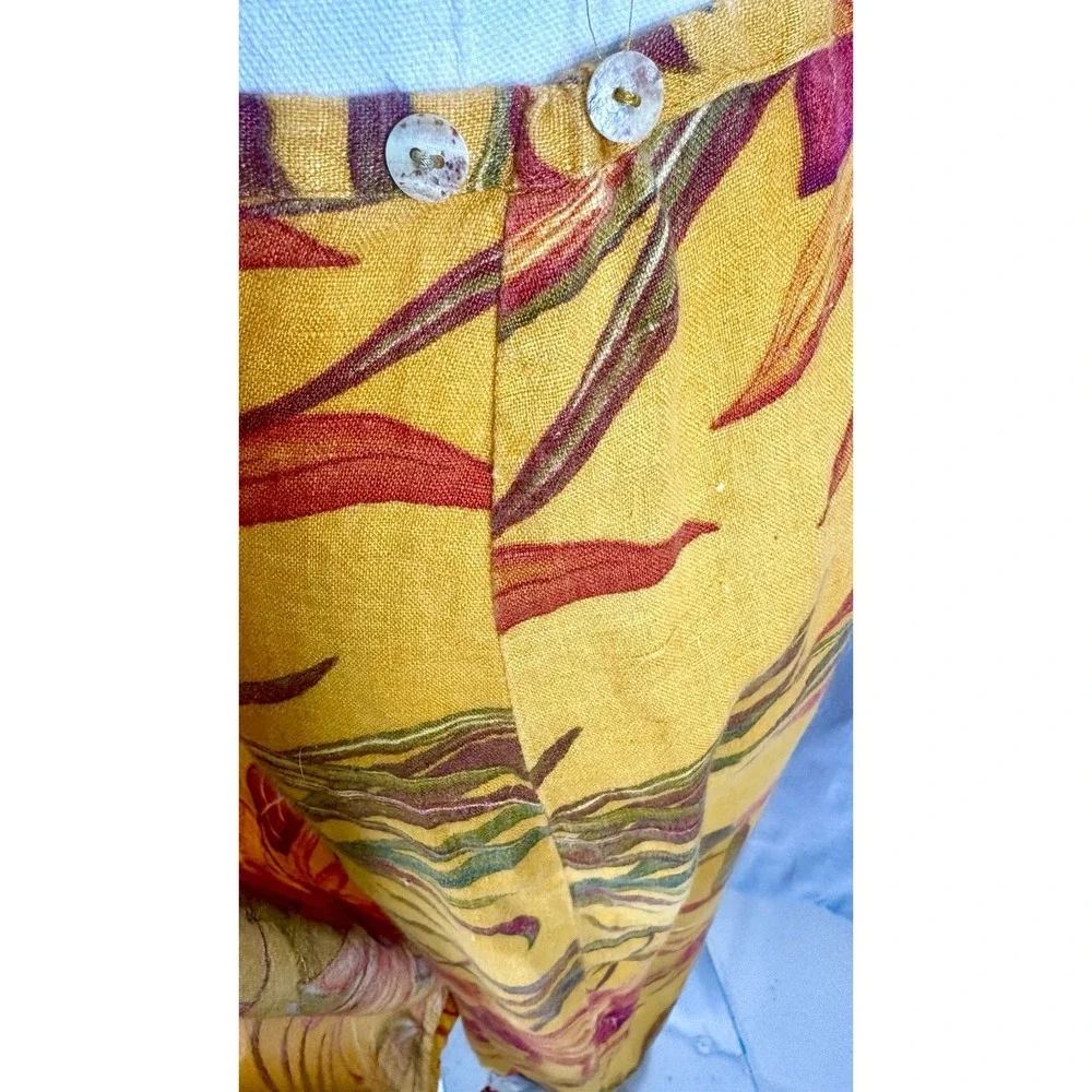 Vintage 90's Chico's Botanical Linen Wrap Skirt Resort Quiet Luxury Size 1 Sz M